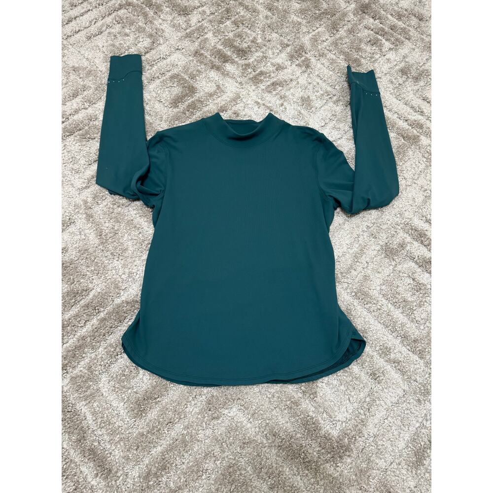 Lululemon Rulu Running Long-Sleeve Mock Neck Green Jasper Size 12